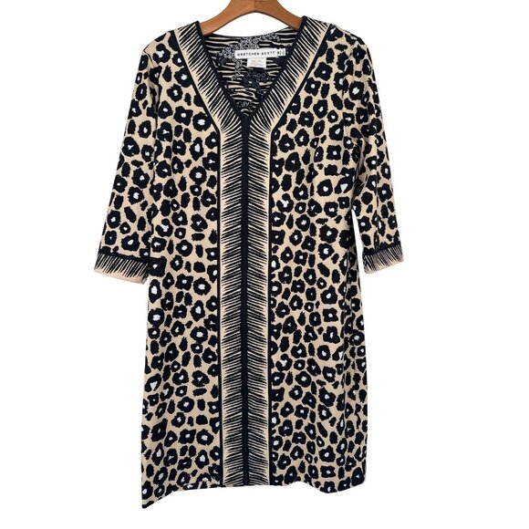 Gretchen Scott womens size Medium Animal Print Dress scuba knit 3/4 sleeve - Picture 1 of 4